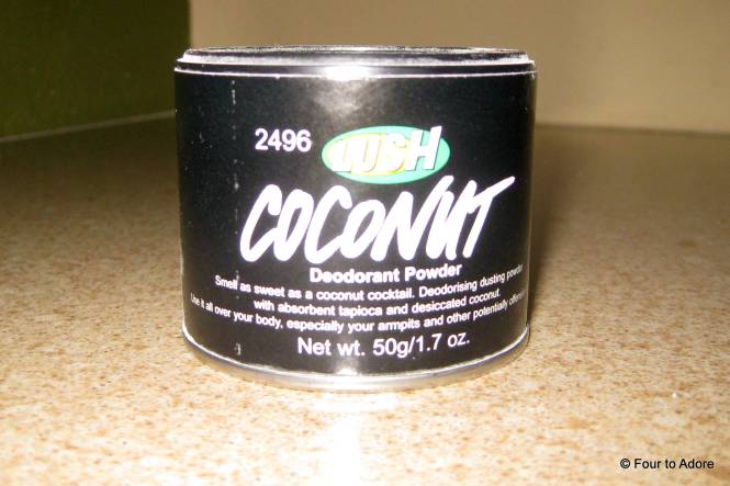 Even when we scrubbed it with rubbing alcohol, Mason's DOC Band started smelling like a foot after day one. I tried putting baby powder on his hair, but he just smelled like a stinky foot dusted in baby powder.  My sister reminded me of this amazing product!  It is coconut scented deodorant powder from Lush.  Now his head smells like coconut even after hours of wear! 