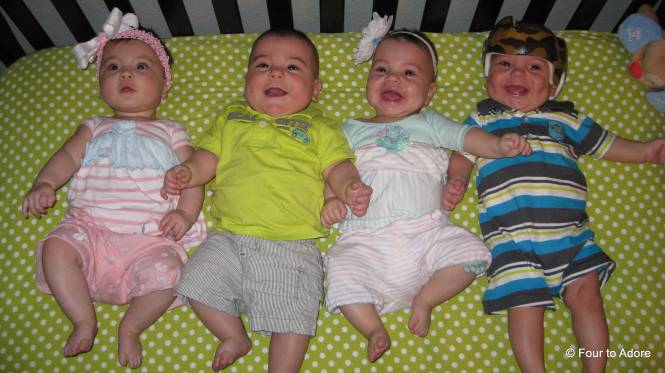 The babies are pictured in birth order: Rylin, Harper, Sydney, & Mason.